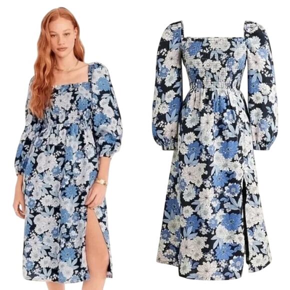 J. Crew Smocked Linen Daydream Dress Zinnia Floral Size MT Boho Dress - Picture 1 of 11